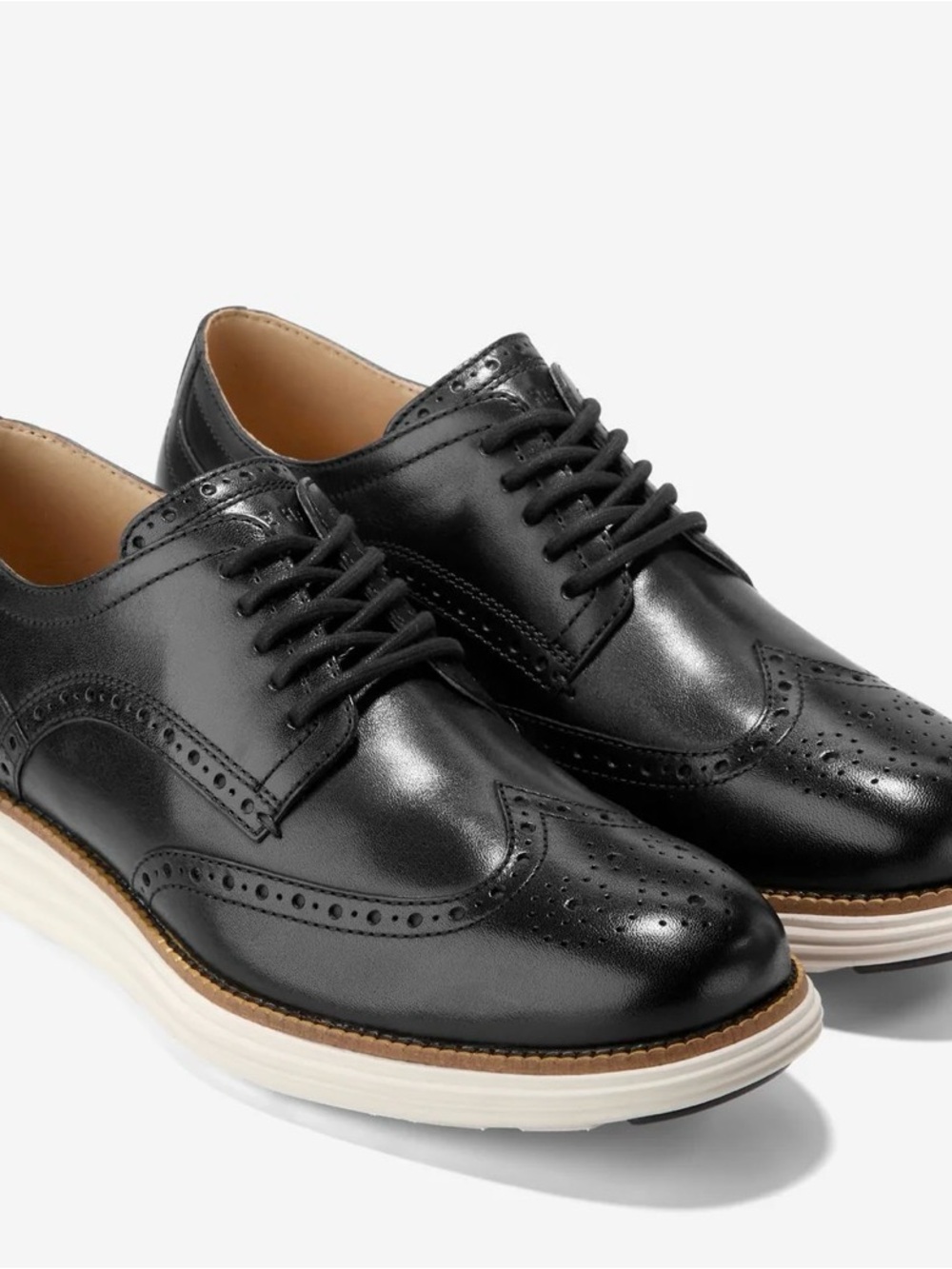 Cole Haan Black Leather Derby with White Sole